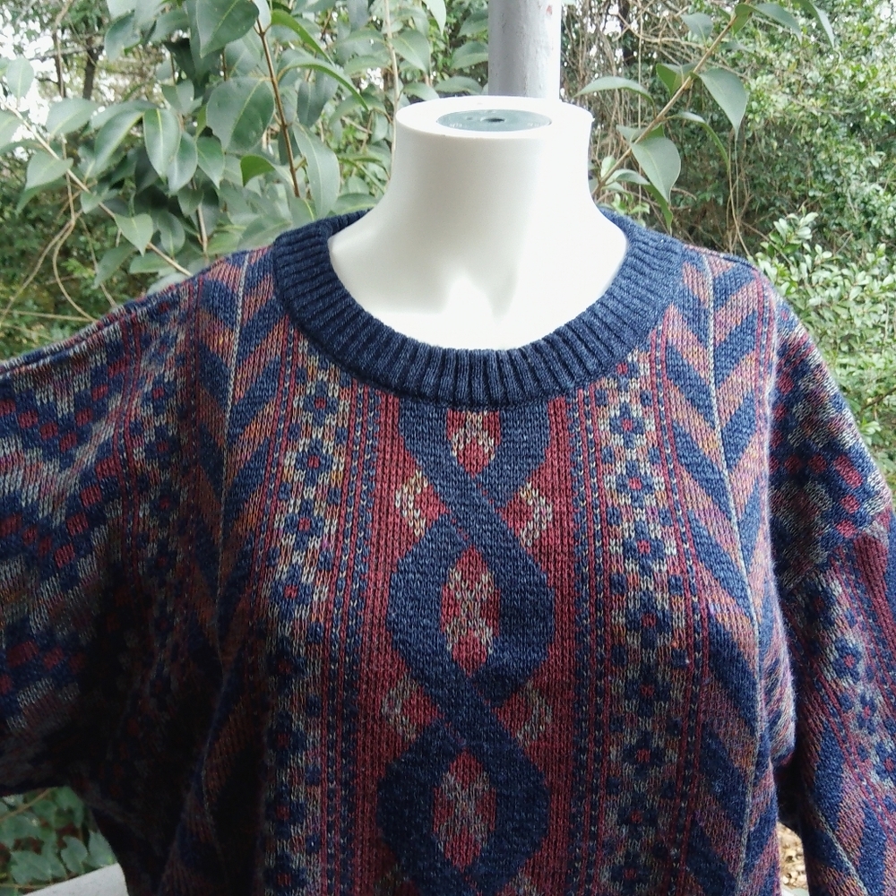 Vintage 80s Academia Preppy Retro Grandpa Pullover Crewneck Sweater - Picture 6 of 11